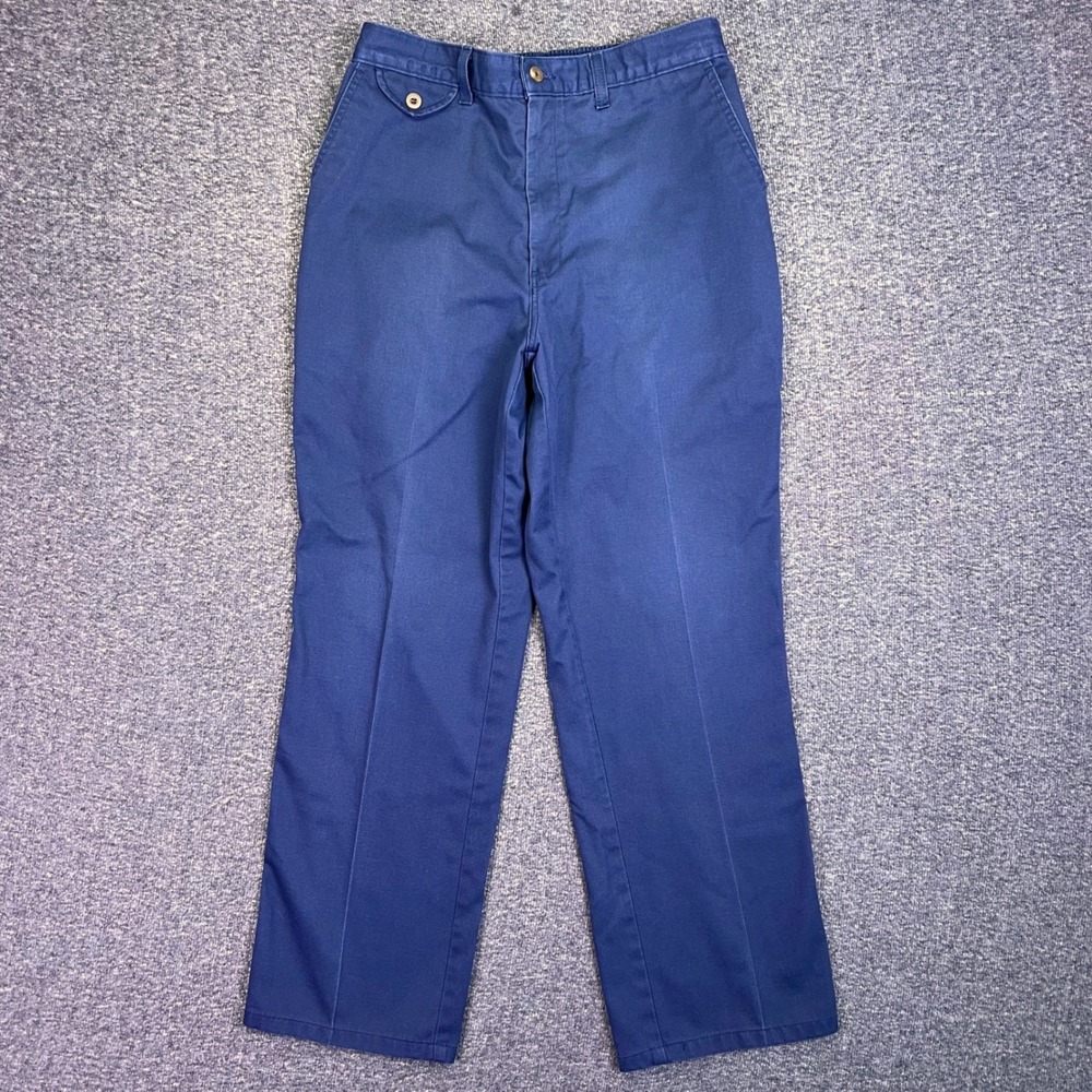 Town Craft Pants Mens 29x28 Blue Straight Chino Casual Wrinkle Free Elastic Back